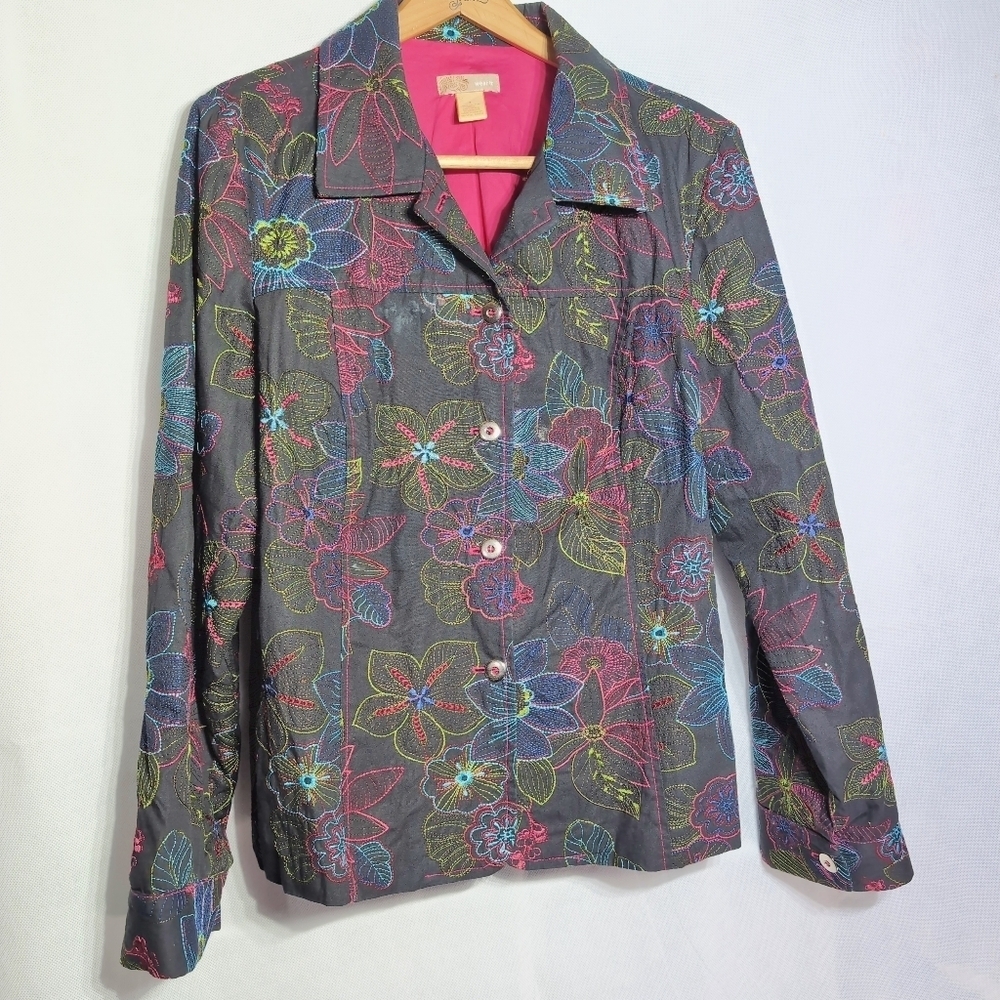 Wearit Black sz  3 Floral Embroidered Jacket - Picture 5 of 7